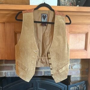 Vintage 90s Dual Control Women's Tan Brown Suede Leather Vest Size M